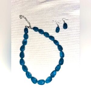 Elegant Blue Teal Necklace and Earring Set - Fashion Jewelry